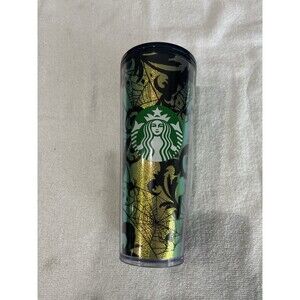 Starbucks 24oz Halloween Tumbler Spider Web Bat Iridescent Green Venti Cold Cup
